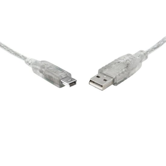 USB to USB Mini, 3Mtr, USB 2.0 Transparent Metal Sheath