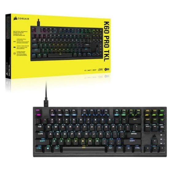 Corsair K60 PRO TKL RGB Optical-Mechanical Gaming Keyboard Black - CH-911D01A-NA